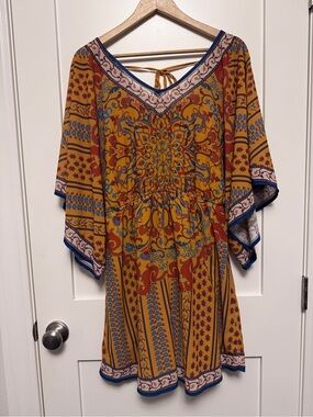 Flying Tomato Mustard Multi Bohemian Swim Cover-Up